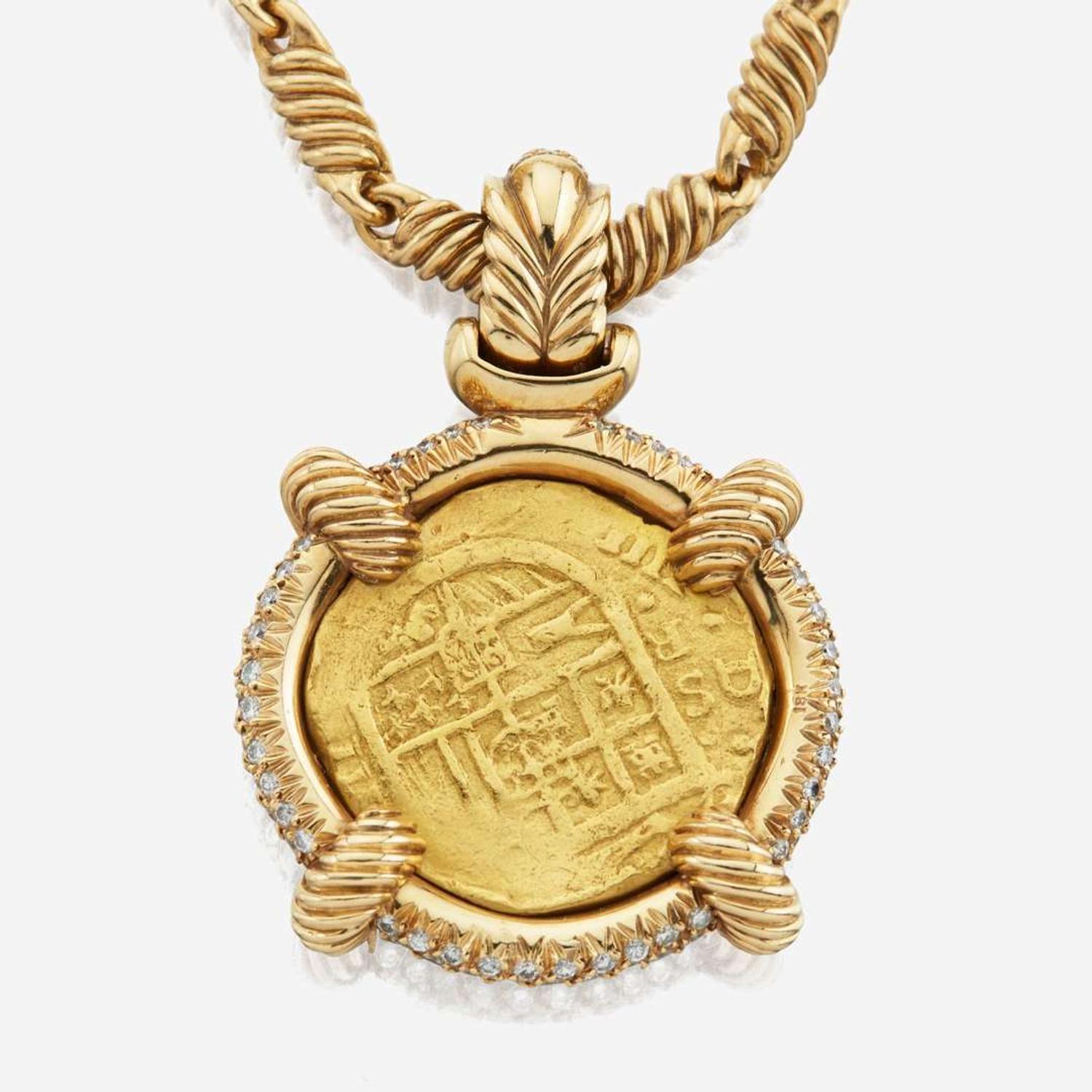 A diamond coin necklace