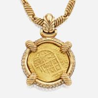 A diamond coin necklace
