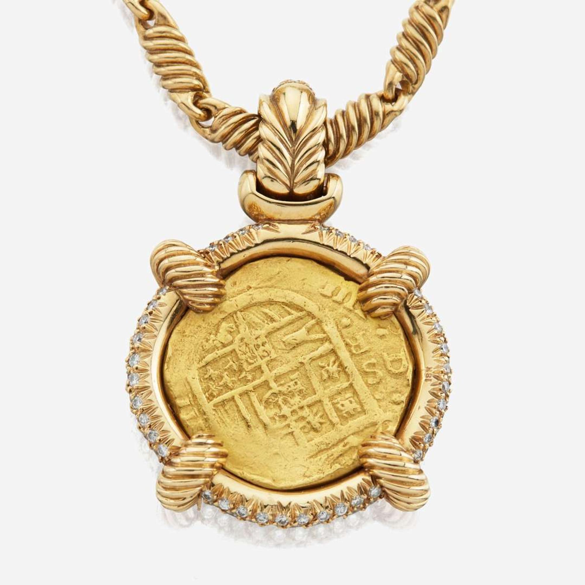 A diamond coin necklace