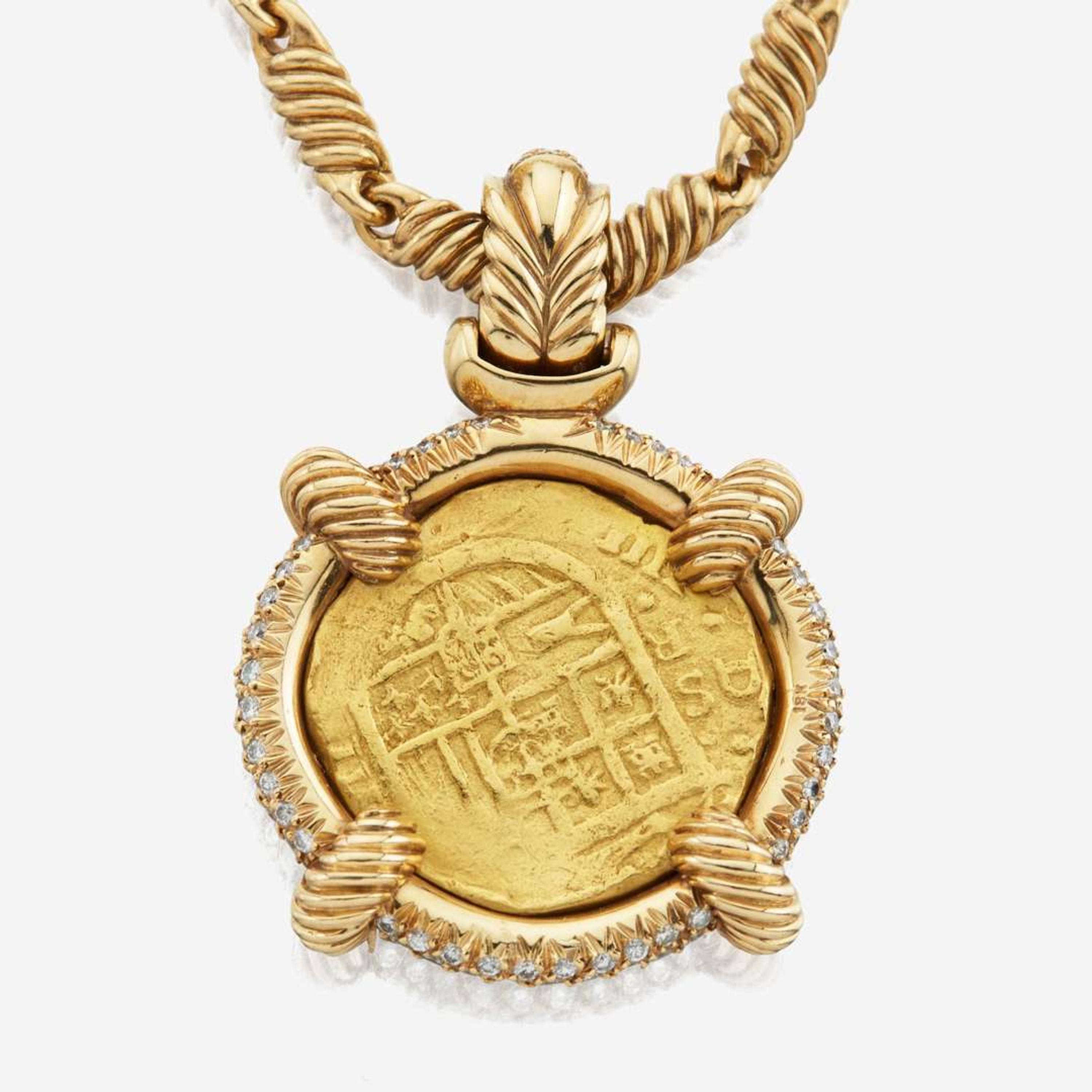 A diamond coin necklace