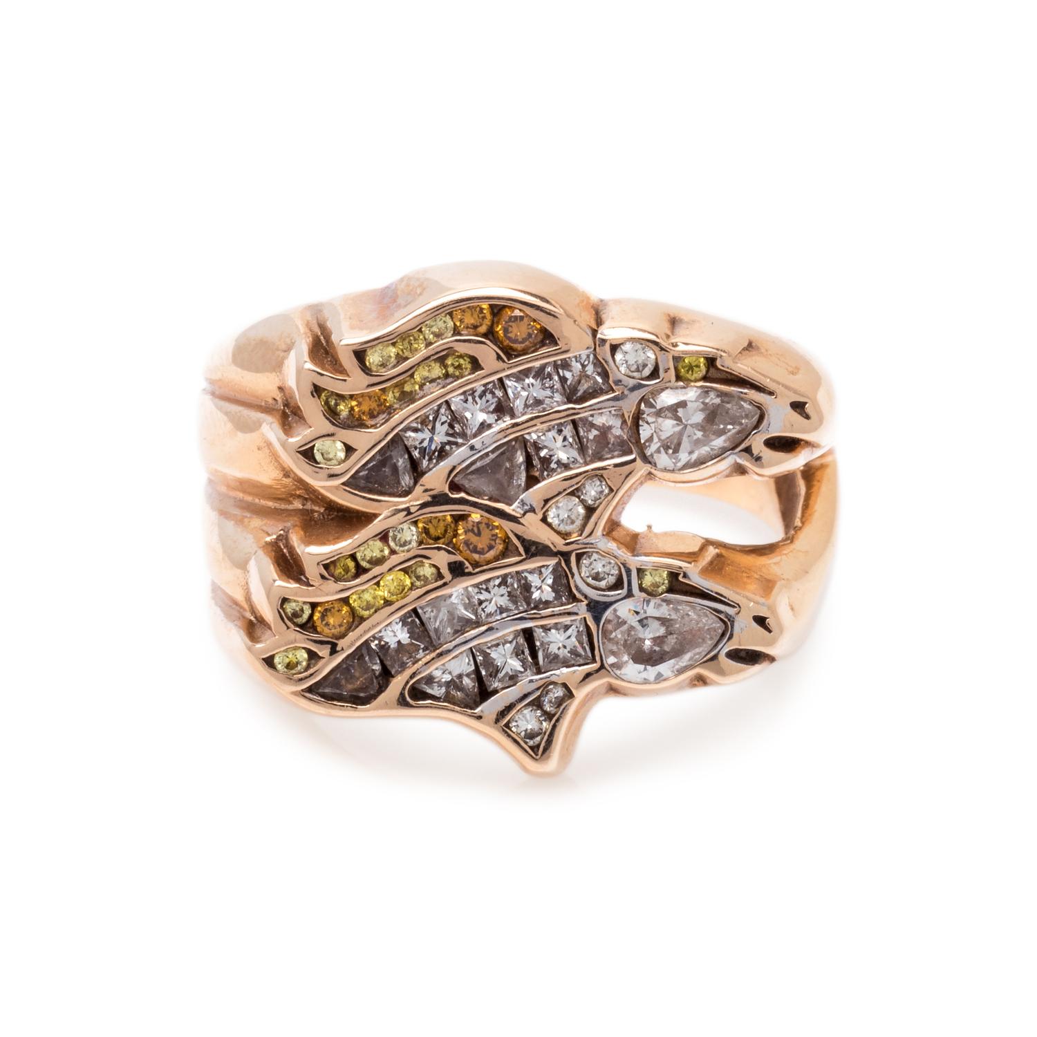 DIAMOND AND COLORED DIAMOND DENVER BRONCOS RING