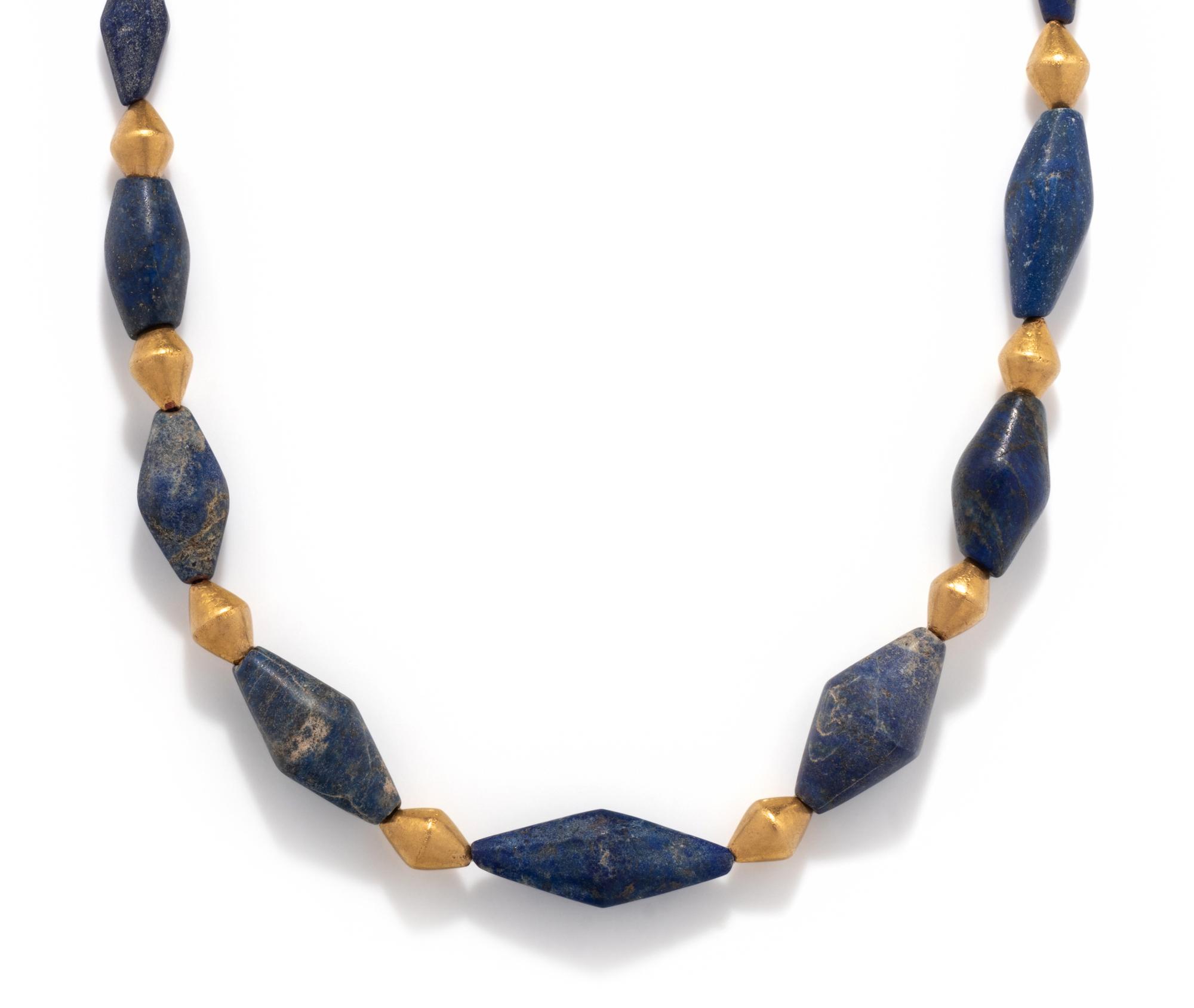 A Sumerian Lapis Lazuli and Gold Bead Necklace