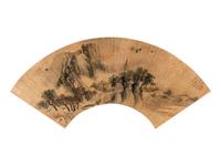Eight Chinese Folding Fan Leaves Depicting Landscape and Flowers