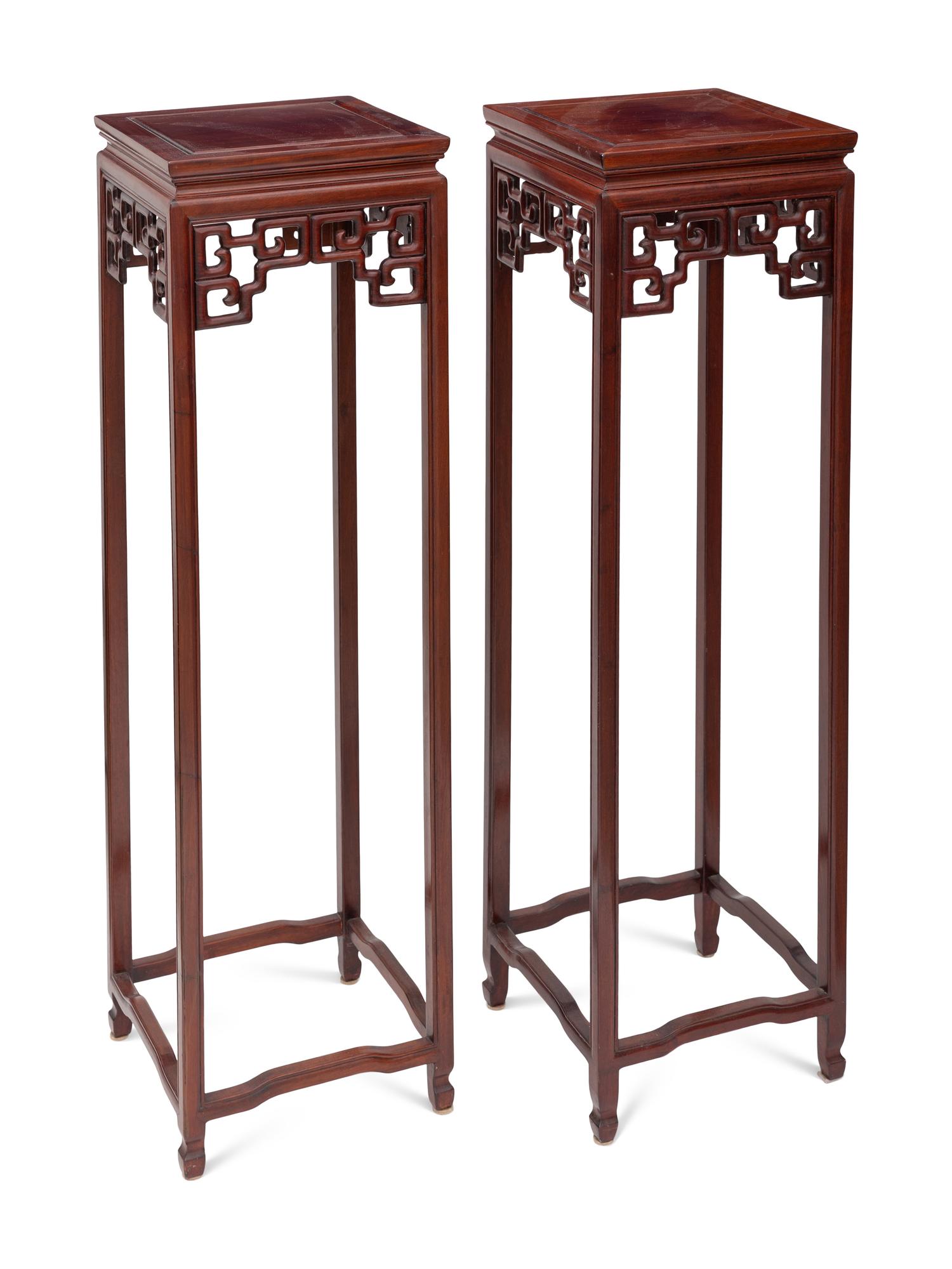 A Pair of Chinese Hardwood Pedestals