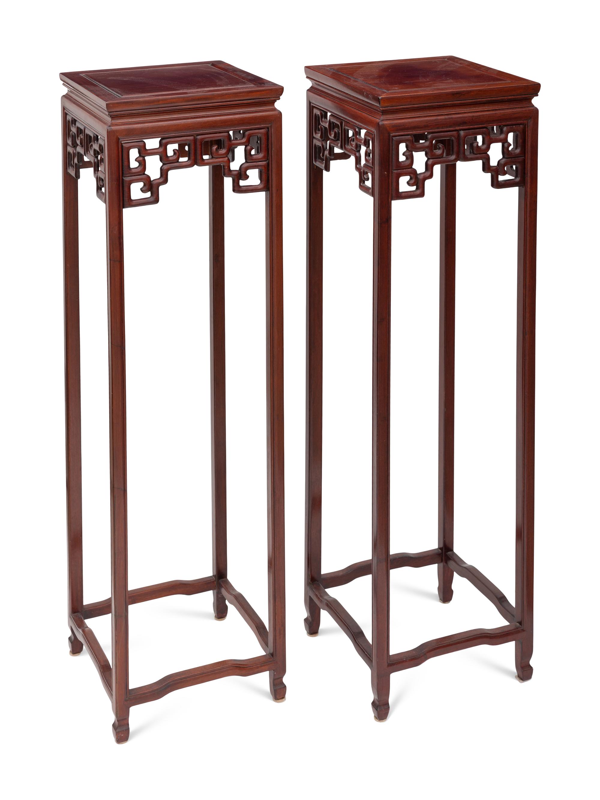 A Pair of Chinese Hardwood Pedestals