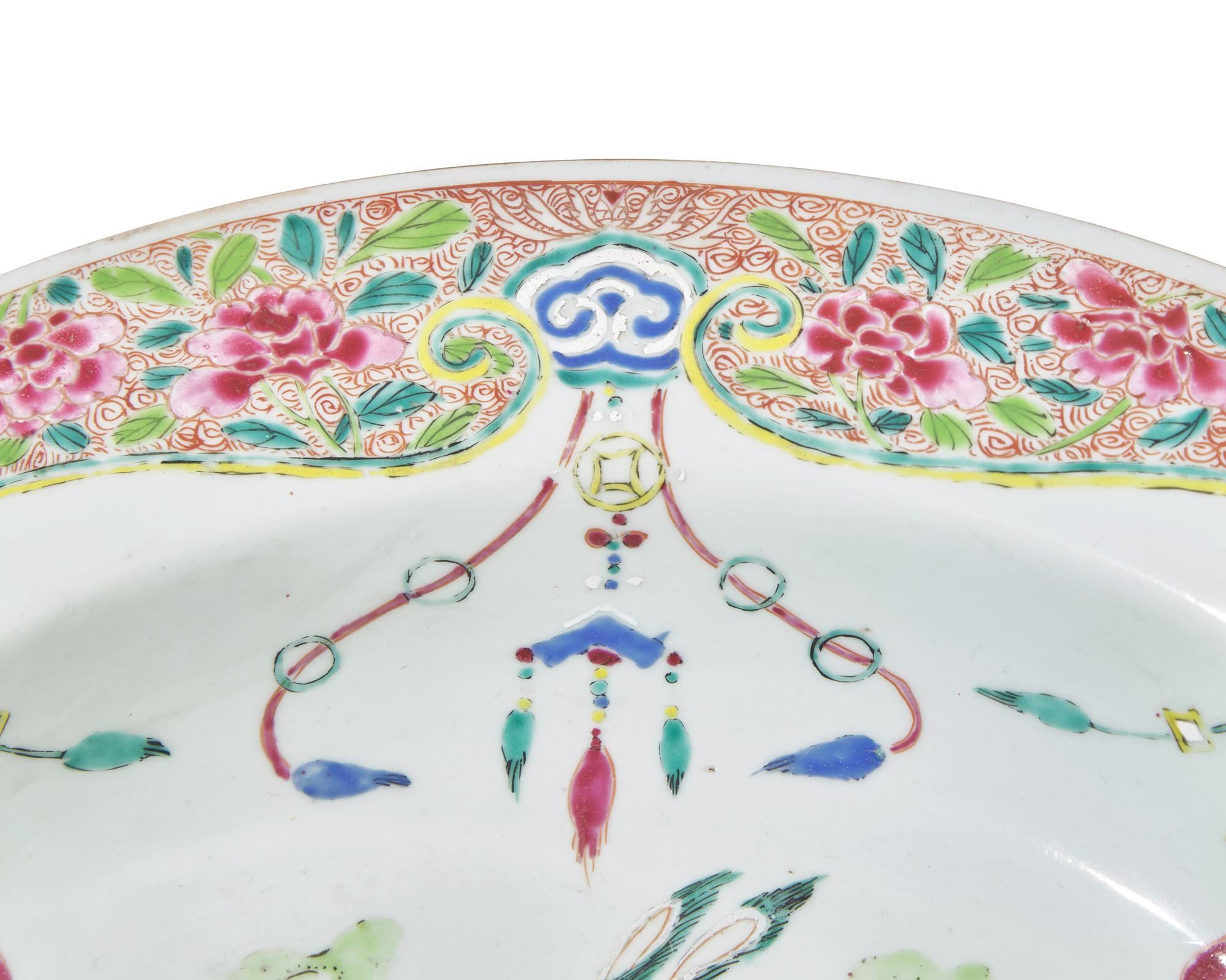 A Large Chinese Export Porcelain Famille Rose Deep Dish