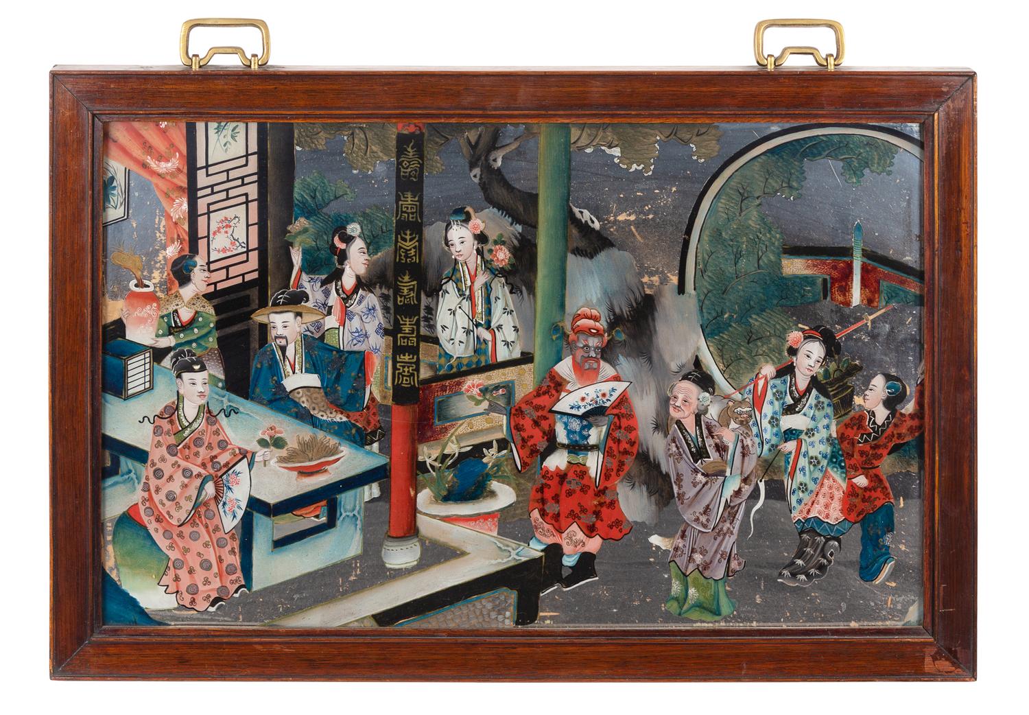 Two Chinese Export Reverse Glass Paintings