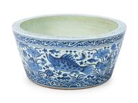 A Chinese Blue and White Porcelain Fishbowl