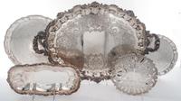 A Group of American Silver-plate Articles Length of longest tray over handles 26 inches.