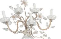 A Pair of Silvered Metal and Rock Crystal Five-Light Sconces in the Style of Maison Baguès