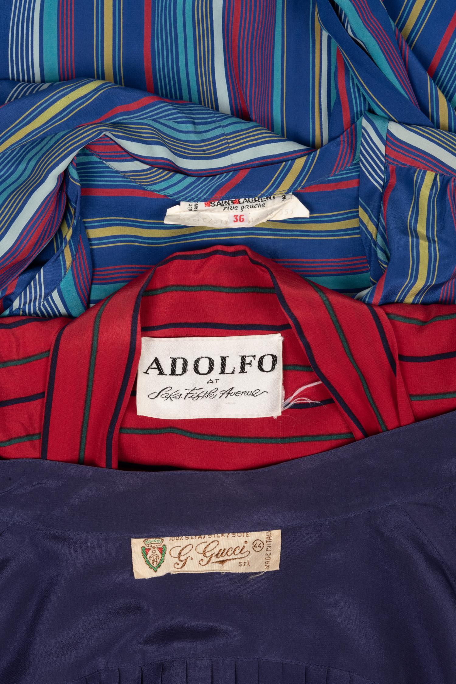 Three Blouses, Gucci, Saint Laurent and Adolfo, 1980s