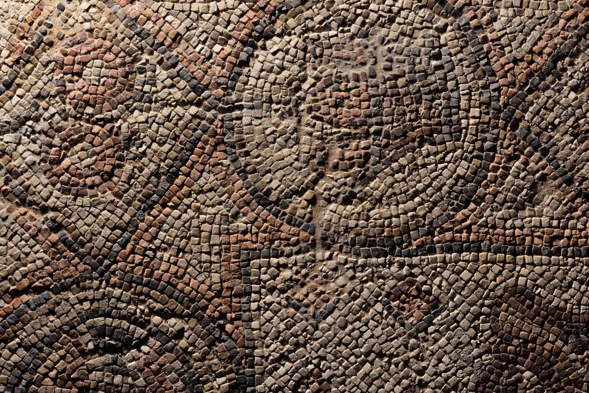 A Late Roman Stone Mosaic of a Lion Hunting Prey
