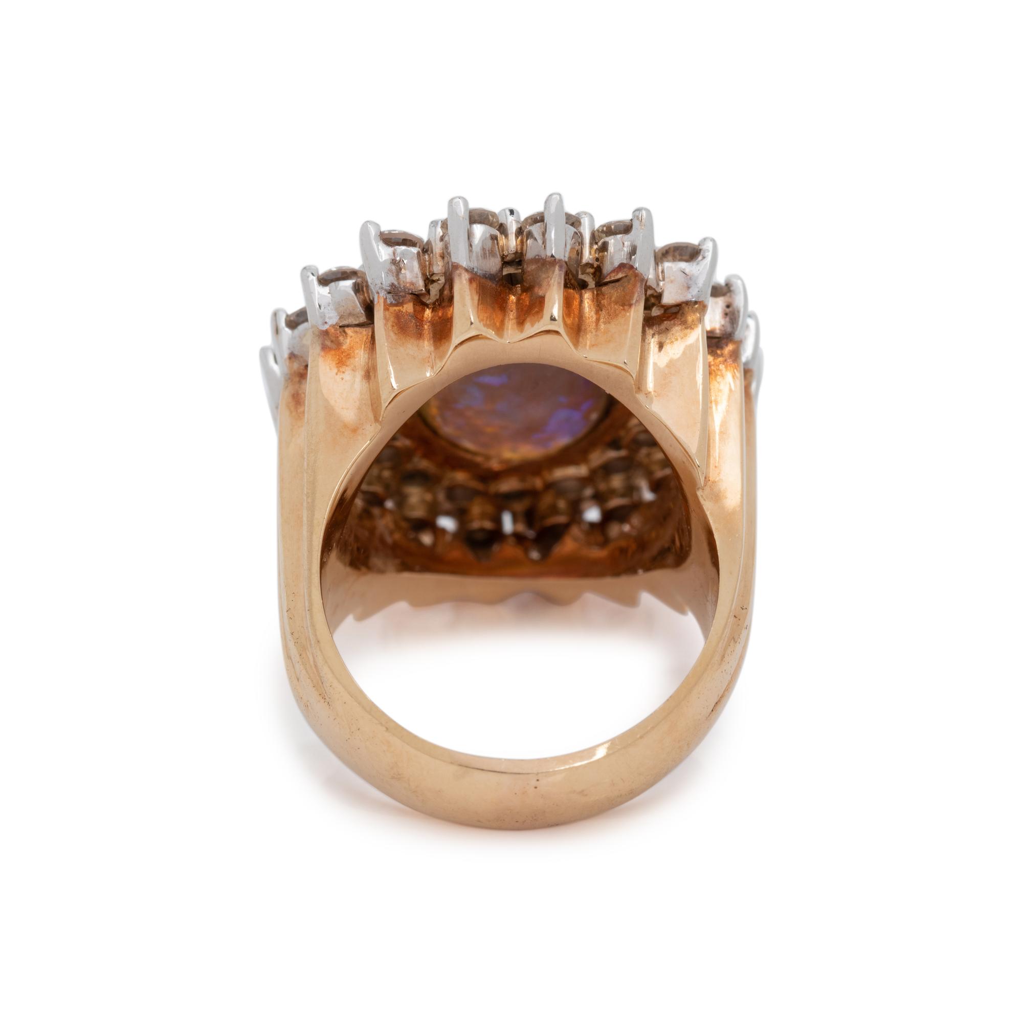 BLACK OPAL AND DIAMOND RING