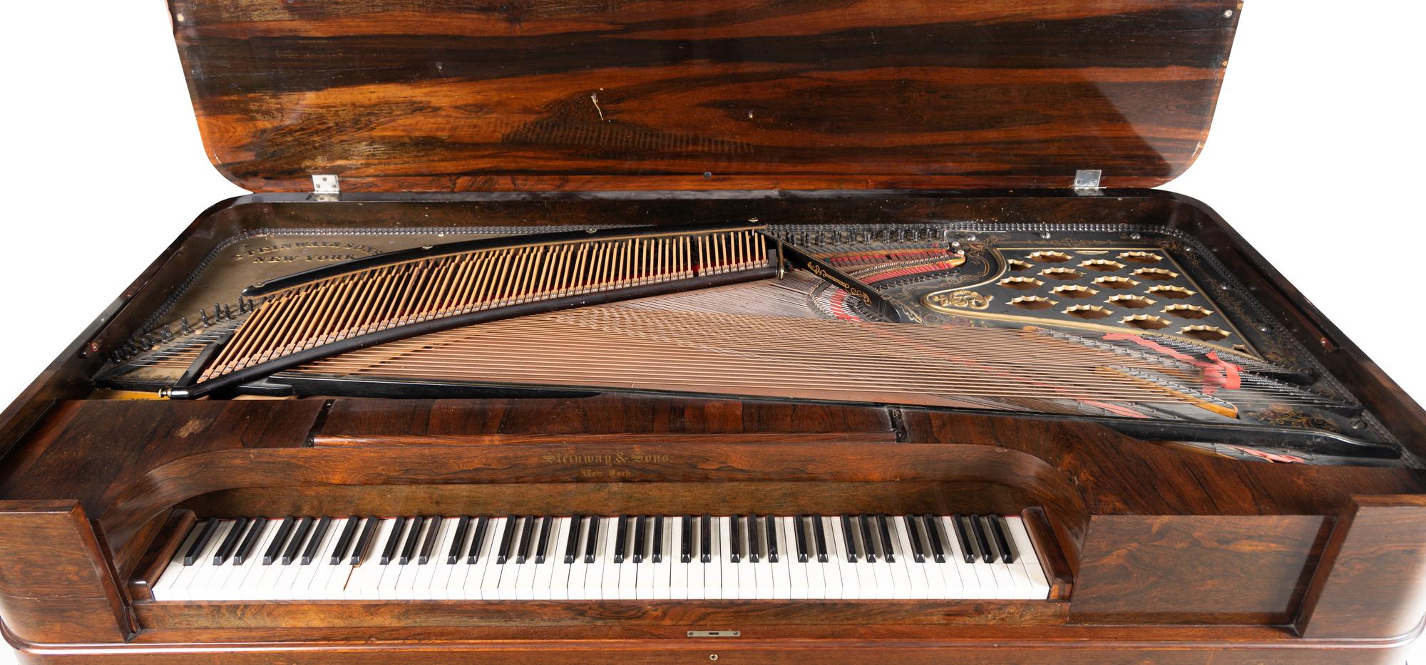 A Steinway and Sons Rosewood Square Piano