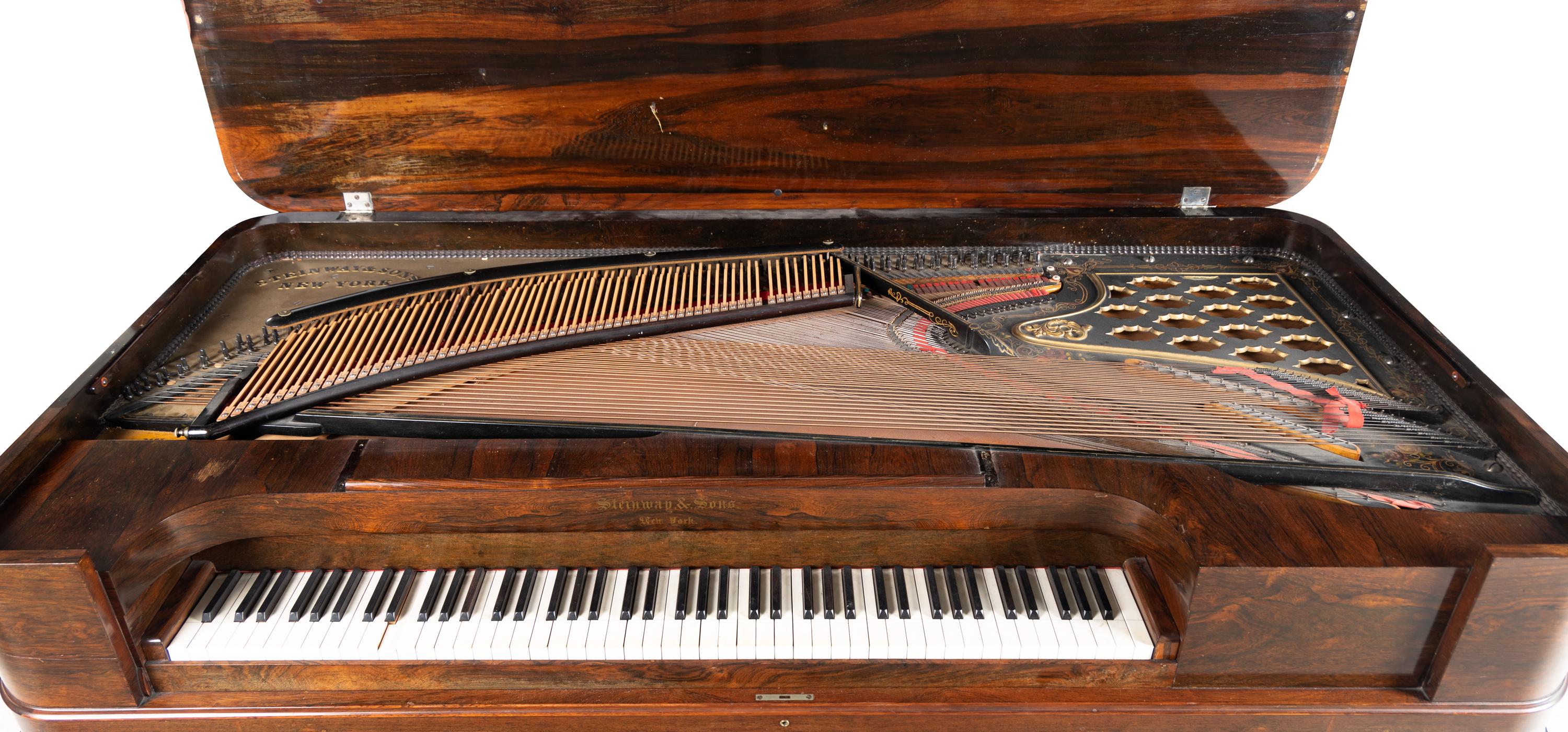 A Steinway and Sons Rosewood Square Piano