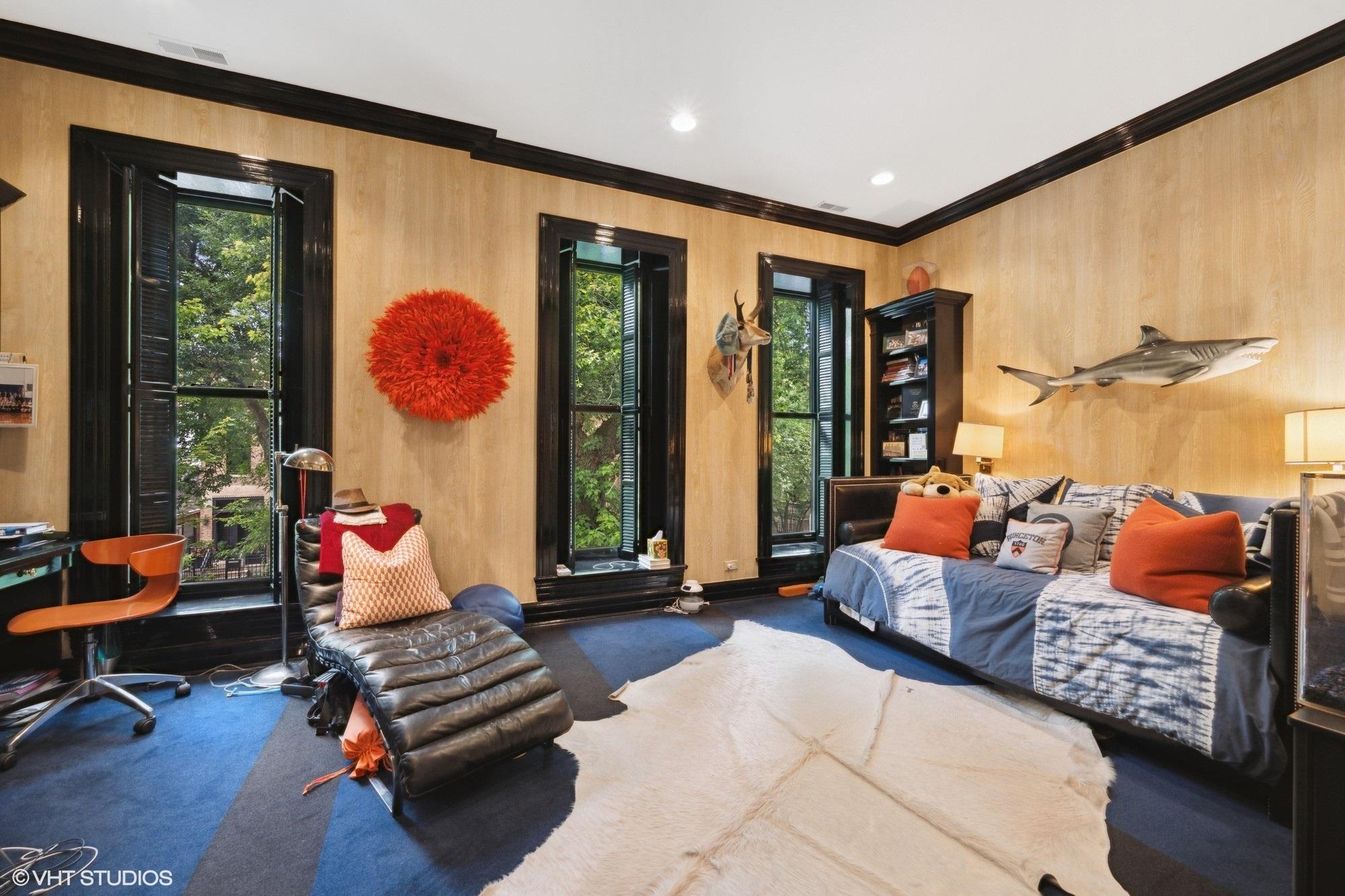 A Contemporary Orange-Painted Bentwood Desk Chair