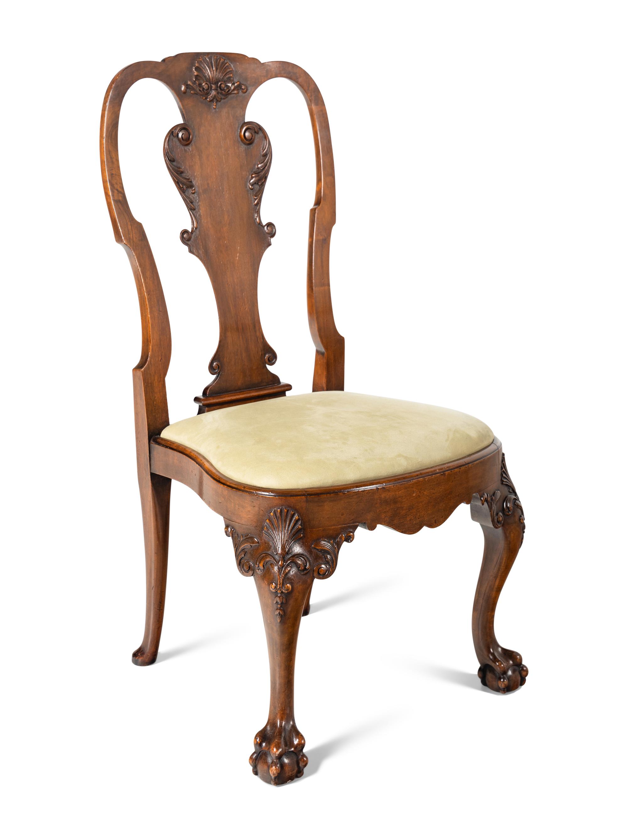 A Set of Ten of George II Style Walnut Dining Chairs