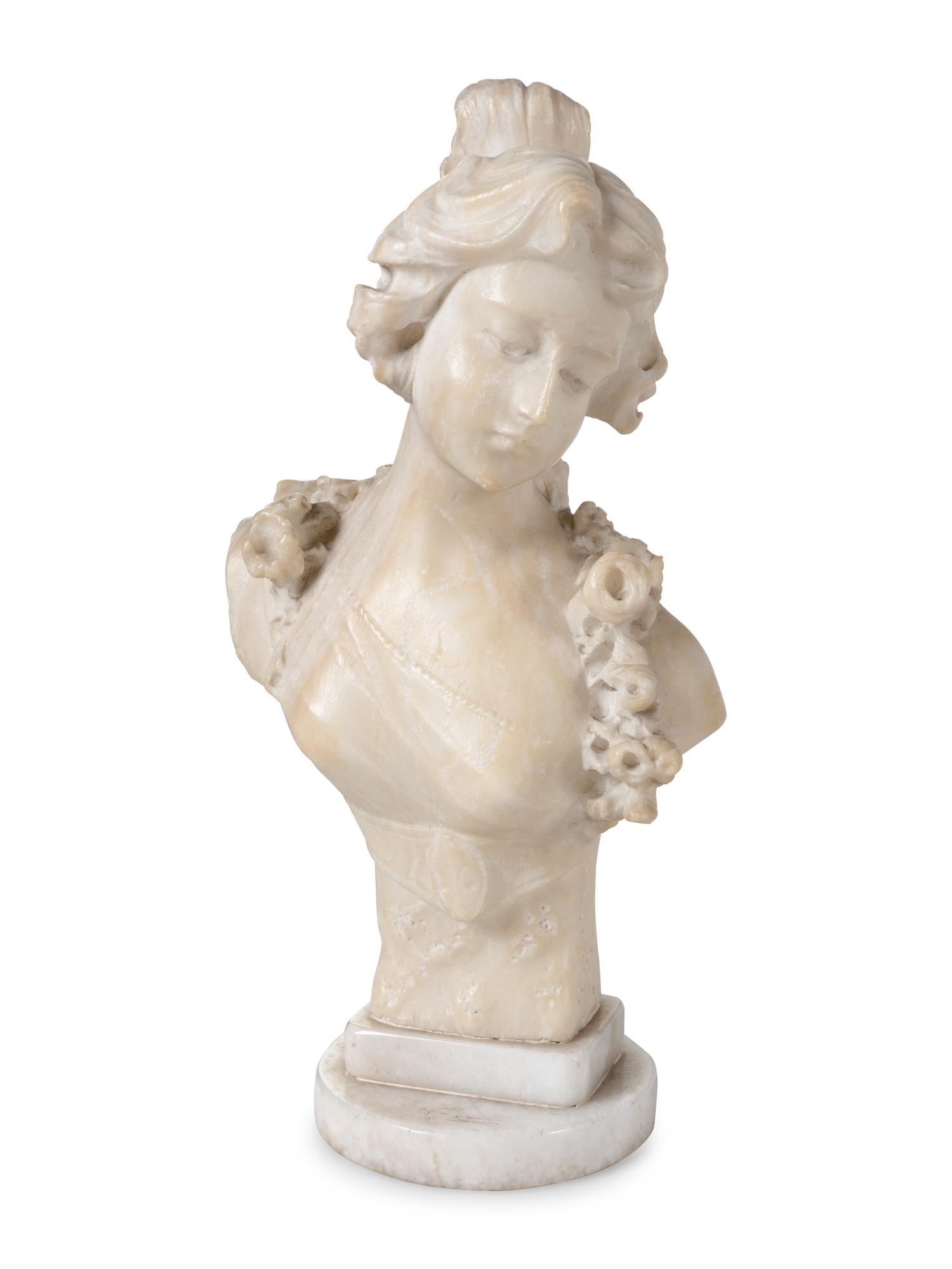 A Continental Marble Bust of Ruth and Two Other Small Busts