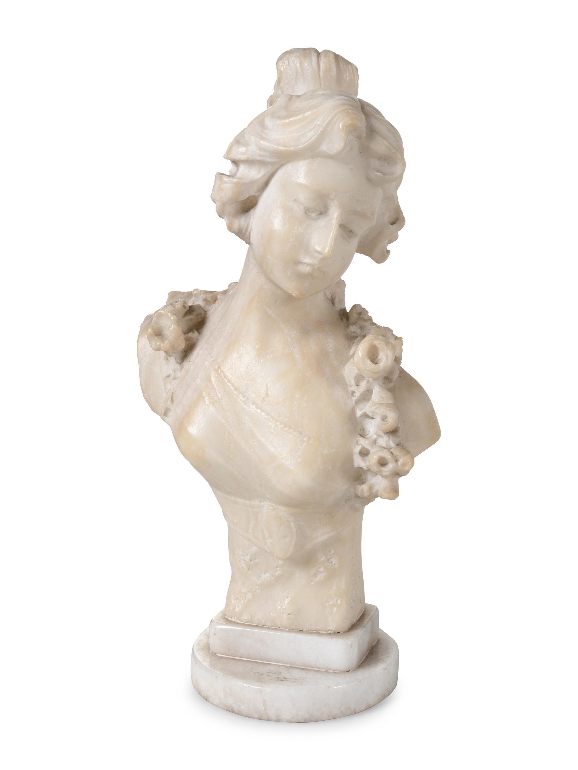 A Continental Marble Bust of Ruth and Two Other Small Busts