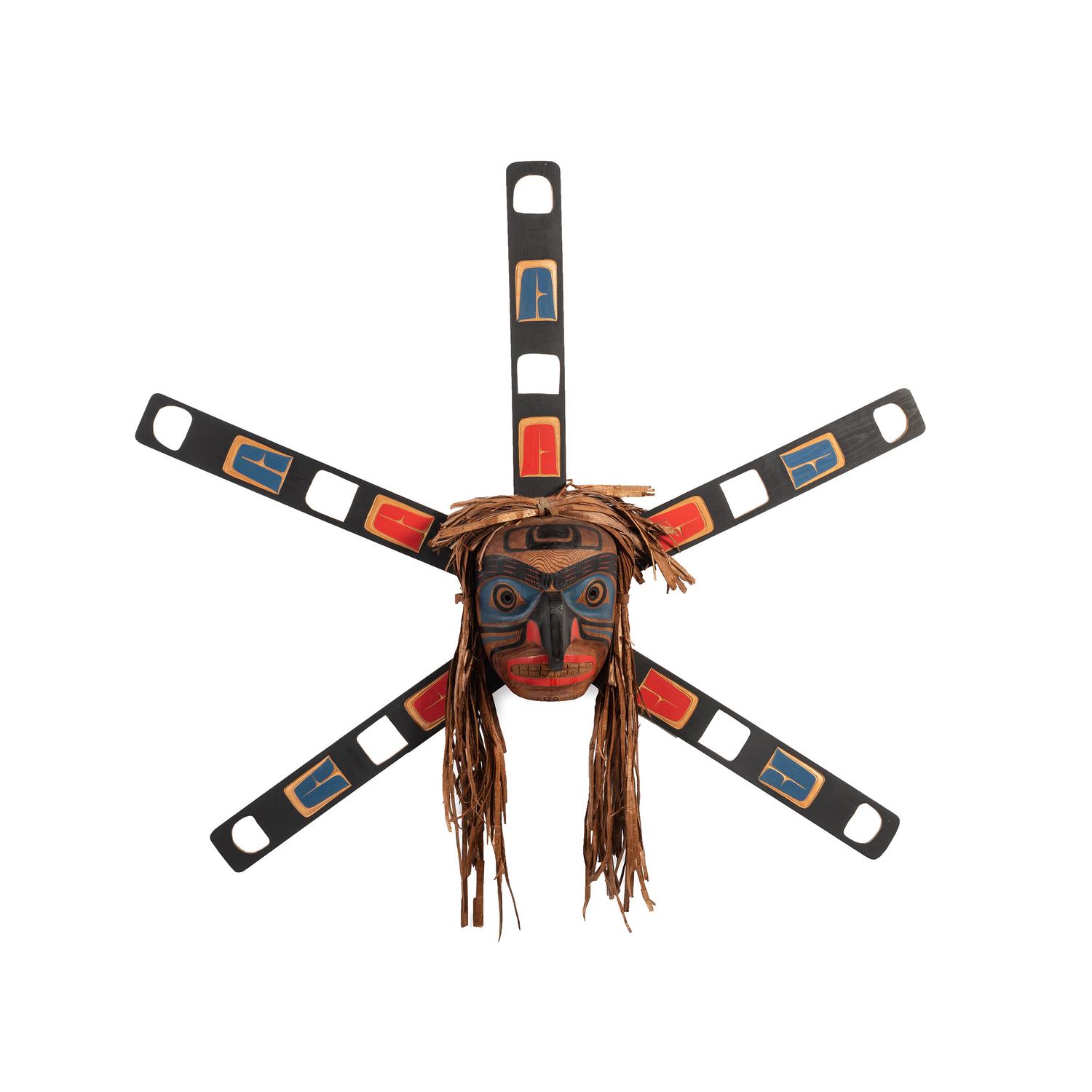 Carved Wood Mask, Hawk and Sun