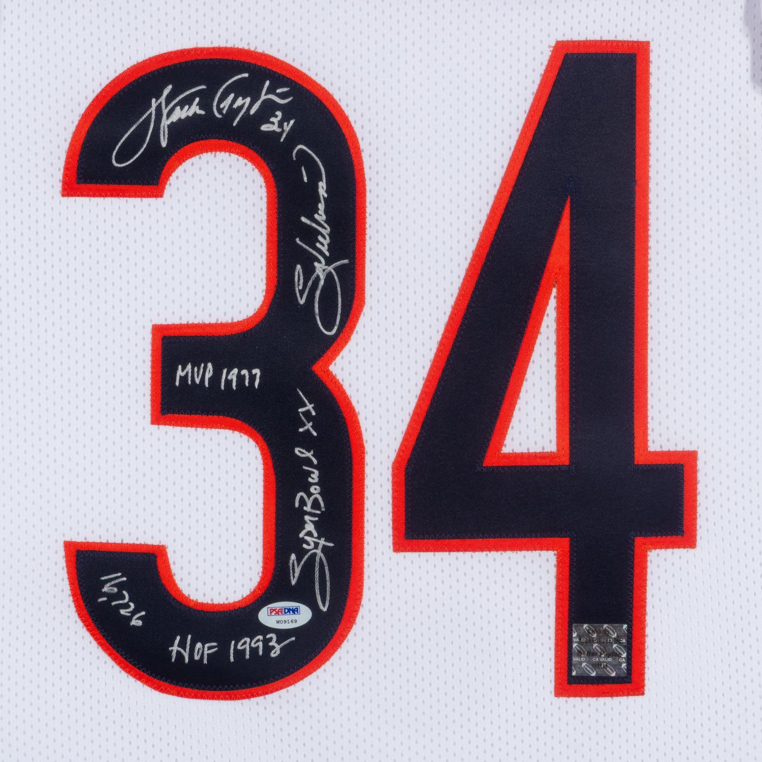 A Walter Payton Signed Autograph Chicago Bears Jersey Display With Multiple Career Inscriptions (PSA)