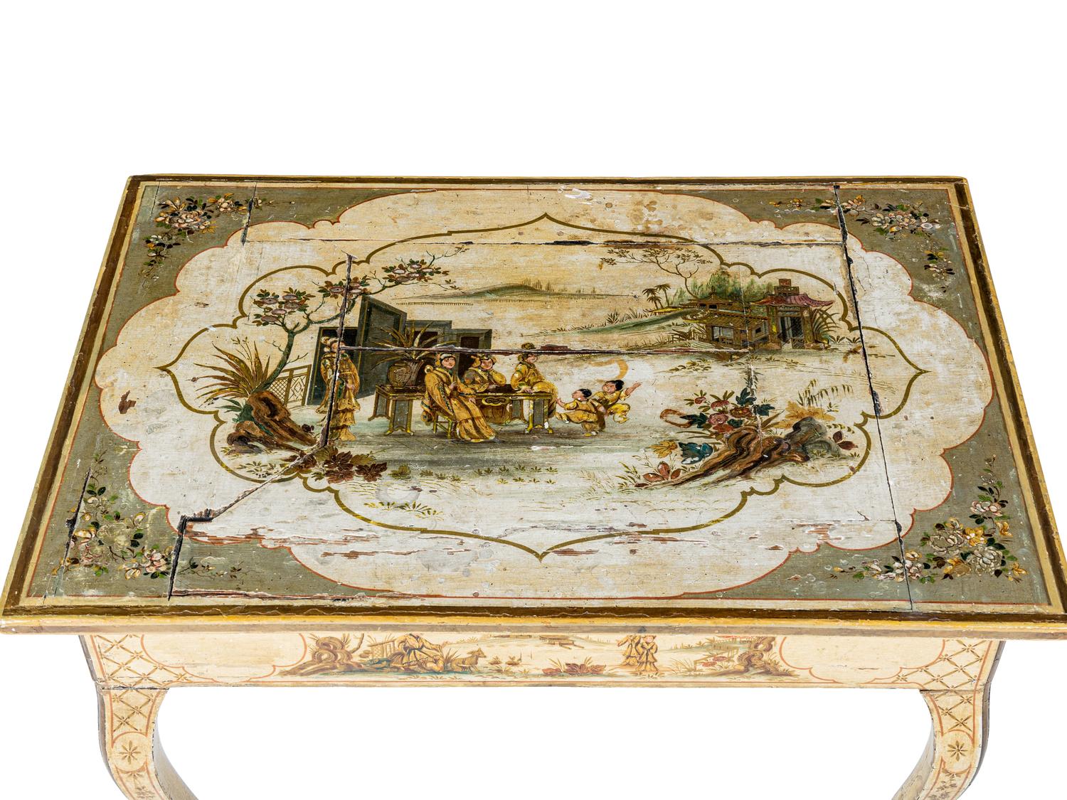 A Continental Polychrome Painted Side Table