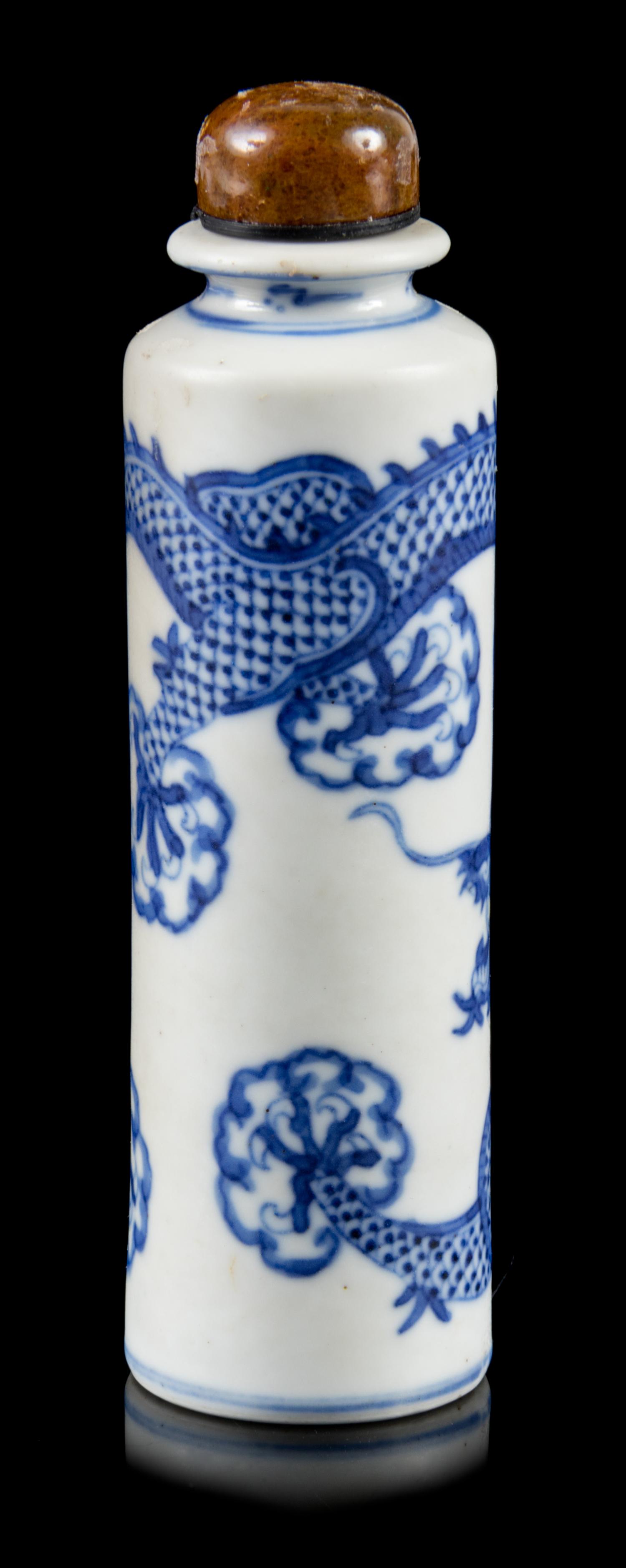 A Blue and White Porcelain Snuff Bottle Height 4 inches. — DAOGUANG PERIOD (1821-1850)