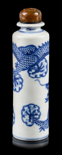 A Blue and White Porcelain Snuff Bottle Height 4 inches. — DAOGUANG PERIOD (1821-1850)
