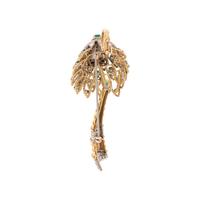 EMERALD AND DIAMOND FLOWER PENDANT/BROOCH