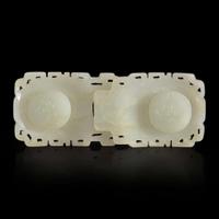 A Chinese carved white jade buckle 白玉带扣 Qing dynasty, 18/19th century ? ???????