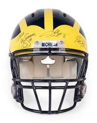 A Multi Signed 1997 University of Michigan Signed Autograph Riddell Full Size Football Helmet Including Charles Woodson and Lloyd Carr (BAS Beckett Authentication Services Certified),