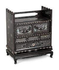A Korean Black Lacquered and Mother-of-Pearl Inlaid 'Najeon Chilgi' Table Cabinet
