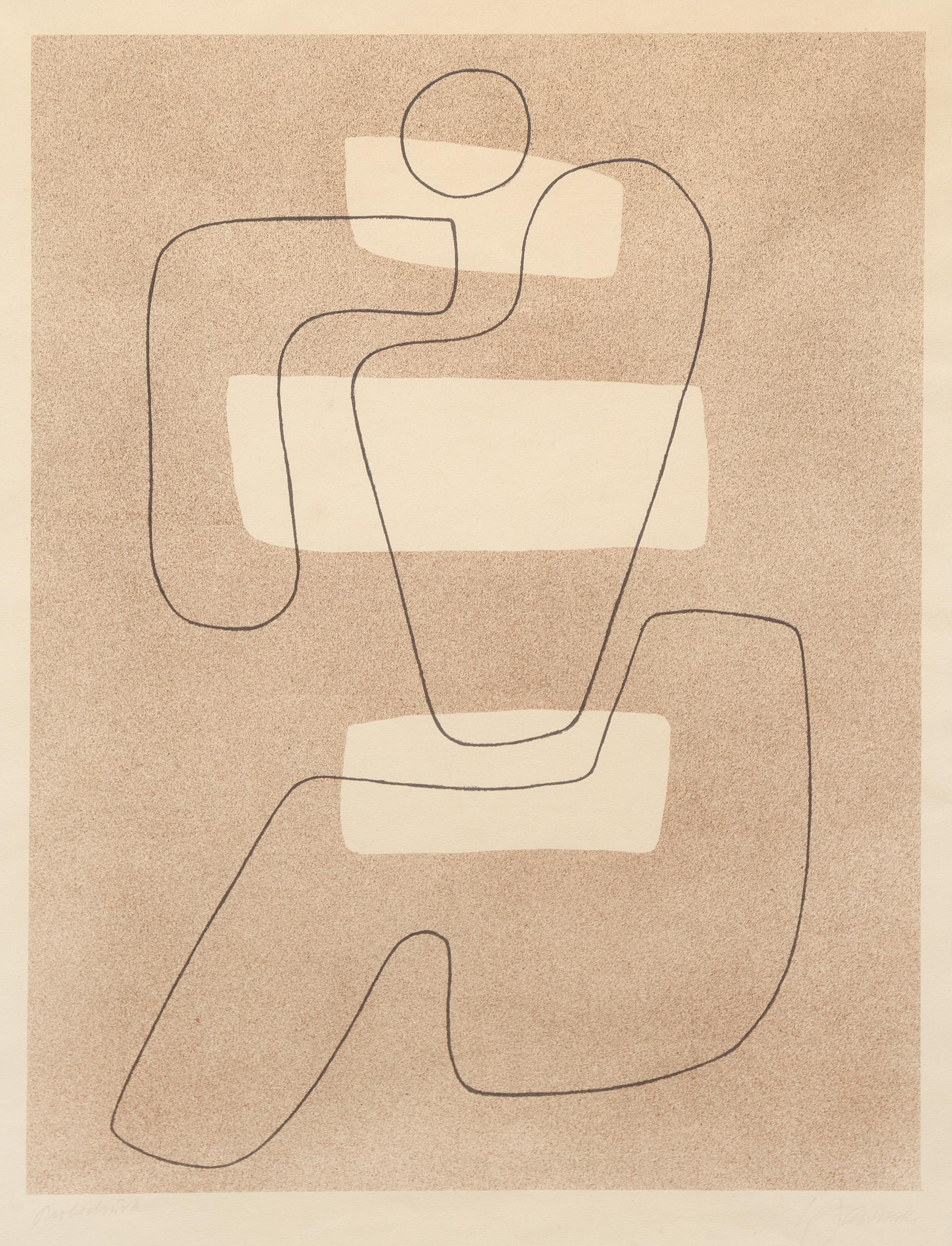 Willi Baumeister, (German, 1889–1955), Linienfigur mit hellen Flächen