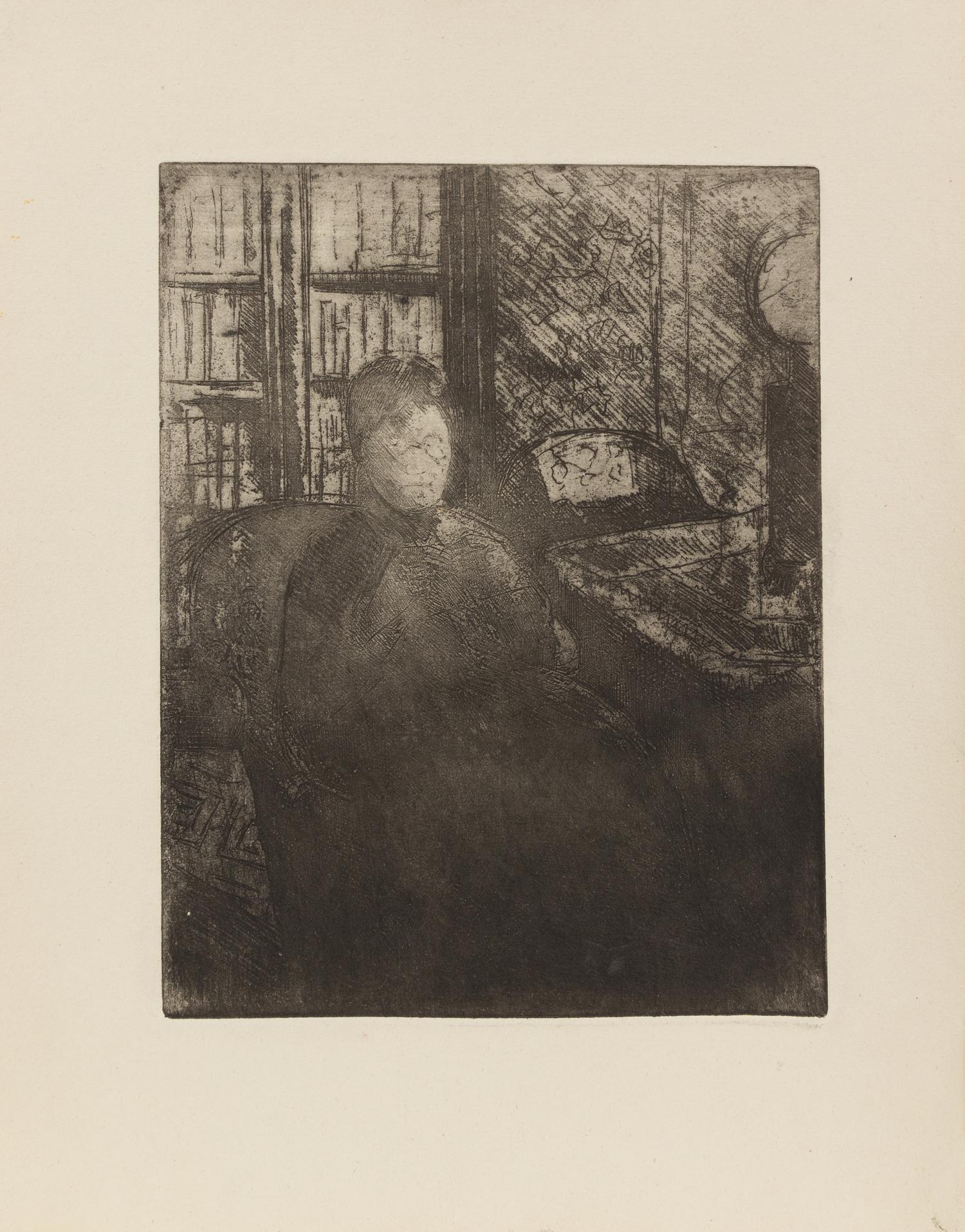 Mary Cassatt, (American, 1844-1926), Knitting in the Glow of a Lamp, c. 1880