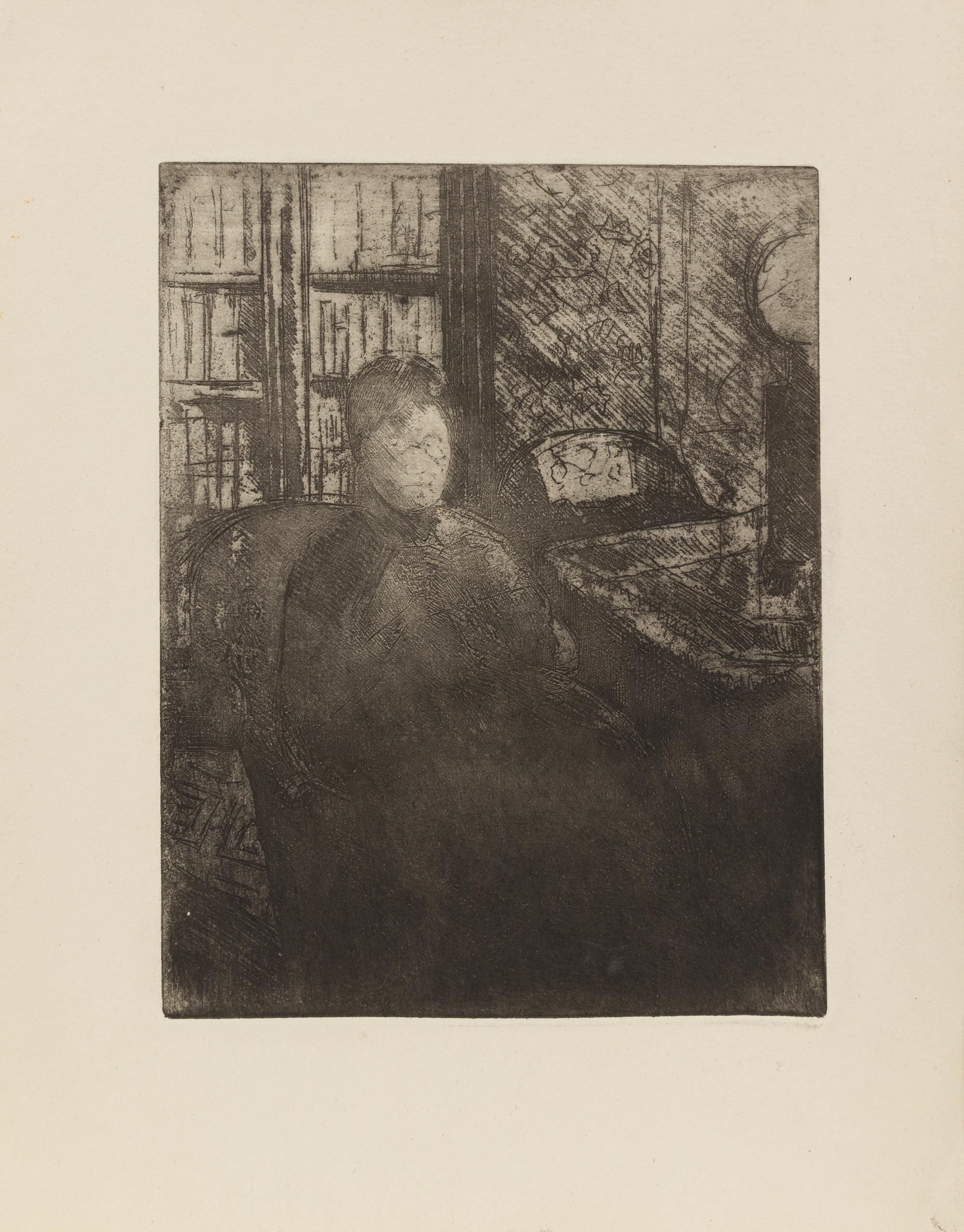 Mary Cassatt, (American, 1844-1926), Knitting in the Glow of a Lamp, c. 1880