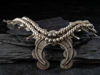 Navajo Silver and Turquoise Squash Blossom Necklace