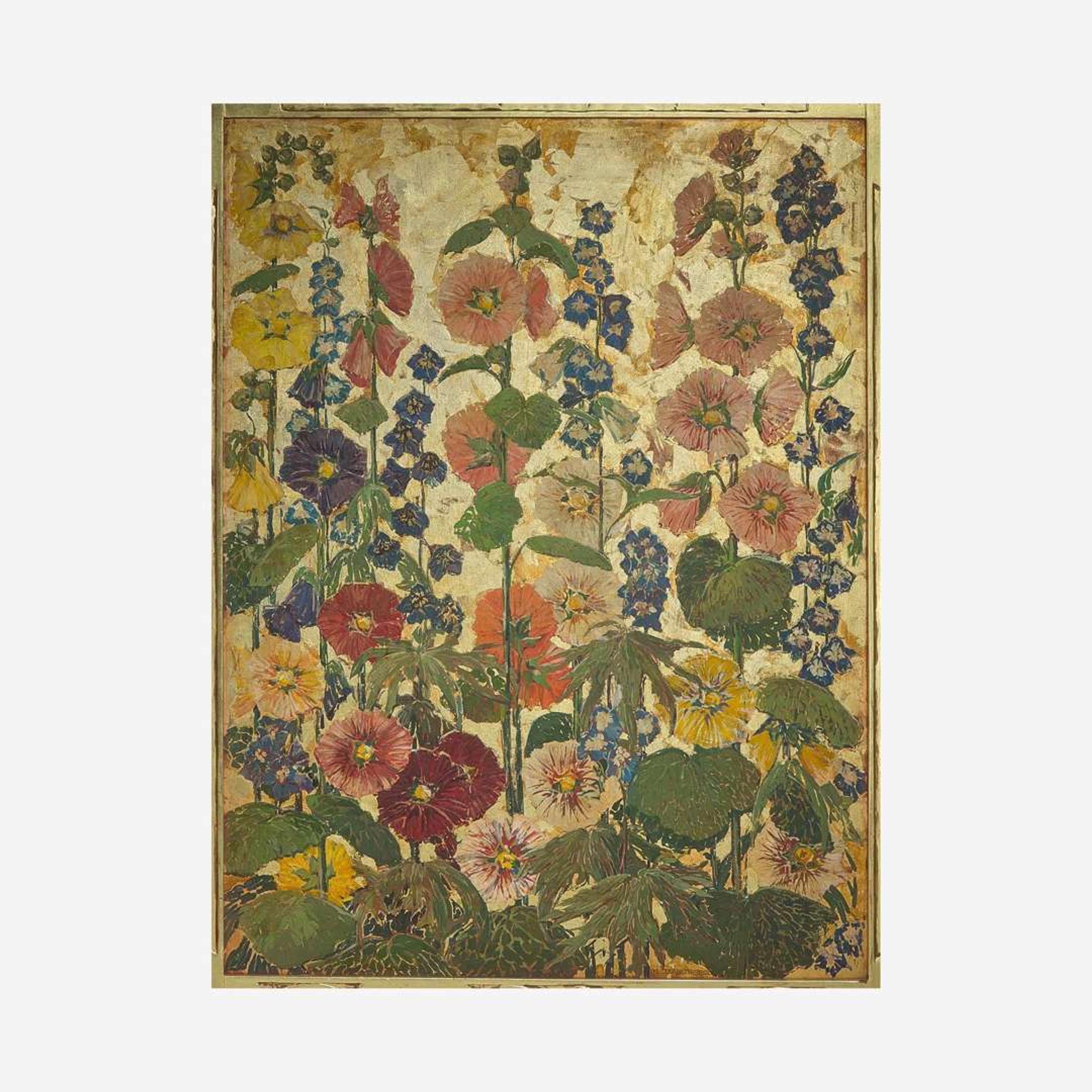 Mary Elizabeth Price (American, 1877–1965) Hollyhock and Delphinium Screen