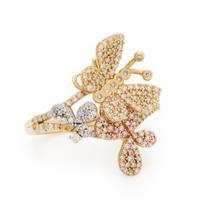 Diamond, Colored Diamond, and Yellow Gold Butterfly Ring