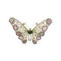 EVELYN CLOTHIER, PLIQUE-À-JOUR ENAMEL, MULTIGEM AND DIAMOND BUTTERFLY BROOCH