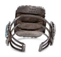 Large Navajo Silver and Turquoise Cuff Bracelet