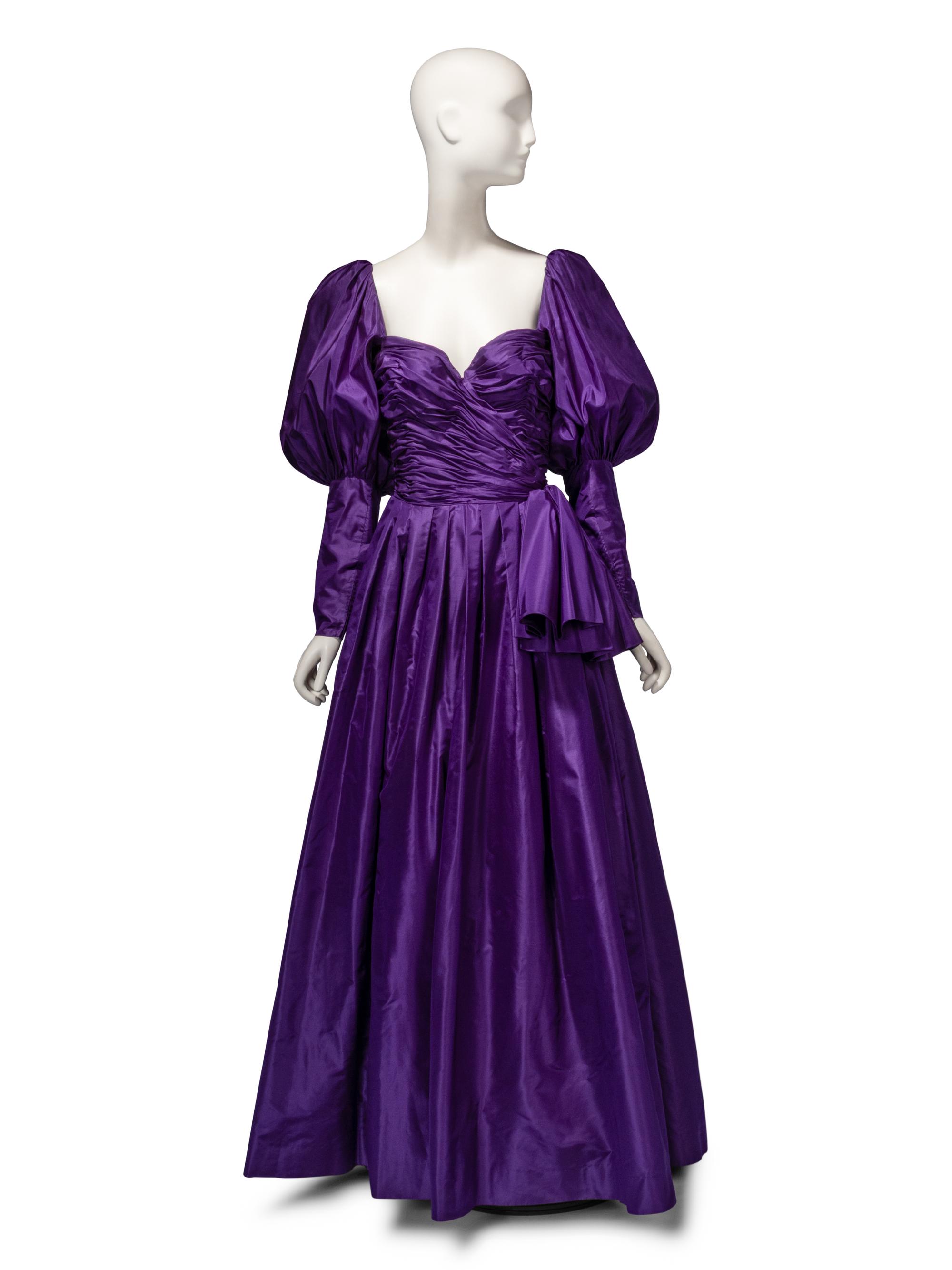 Loris Azzaro Haute Couture, Convertible Purple Taffeta Evening Gown