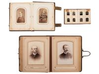 [EARLY PHOTOGRAPHY]. A group of 10 albums containing over 300 cabinet cards, CDVs, and tintypes.