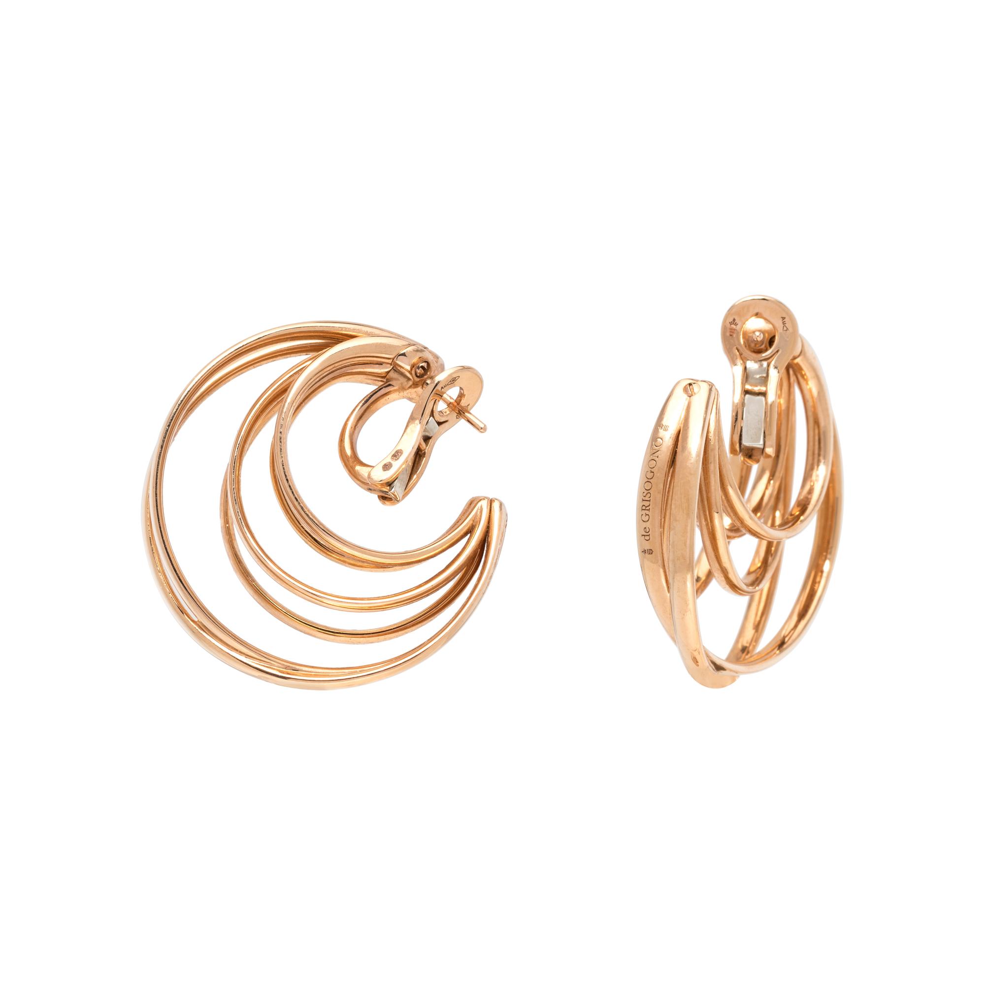 DE GRISOGONO, ROSE GOLD 'ALLEGRA' HOOP EARCLIPS