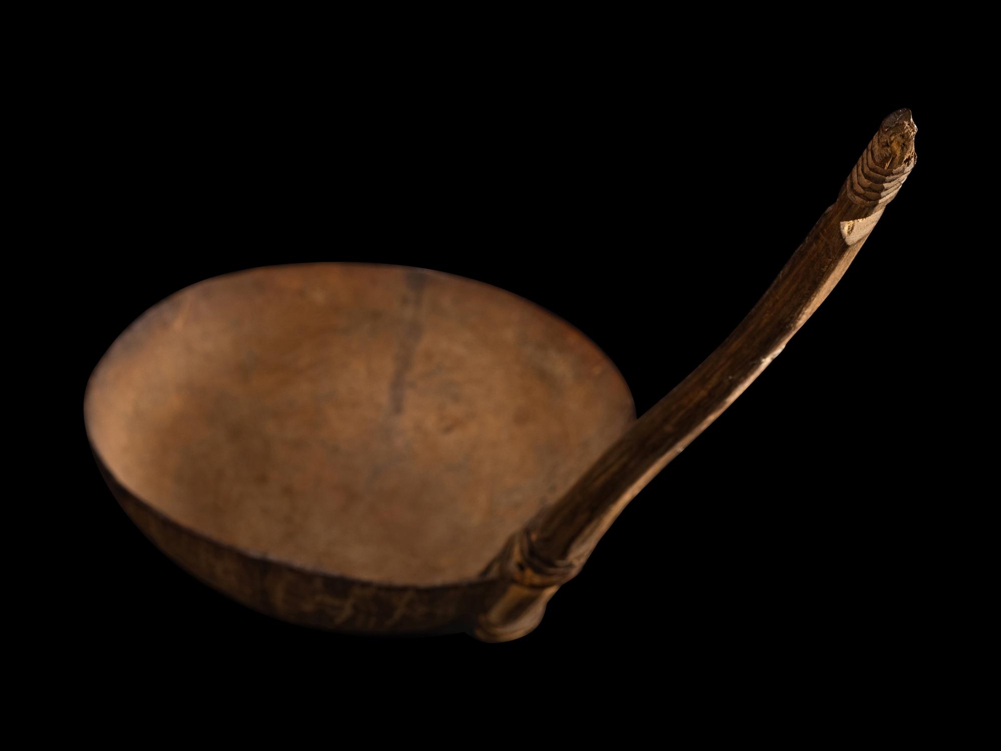 An African Wood Coconut Ladle