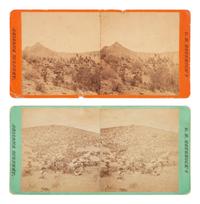 [NATIVE AMERICANS]. ROTHROCK, G.H. (1843-1924), photographer. A group of 2 stereoviews, incl. Indians Scouting, featuring Lieutenant John A. Rucker. [Phoenix, AZ].