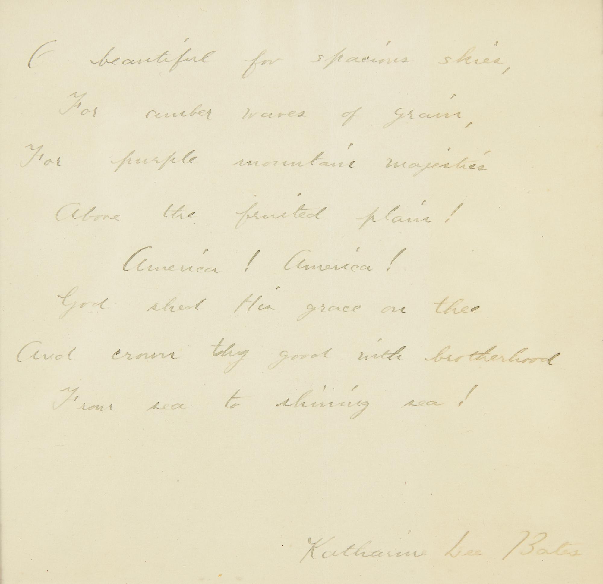 [Americana] Howe, Julia Ward, Irving Berlin, John Philip Sousa, Samuel F. Smith, and George F. Root. Display of Signed Patriotic Song Lyrics