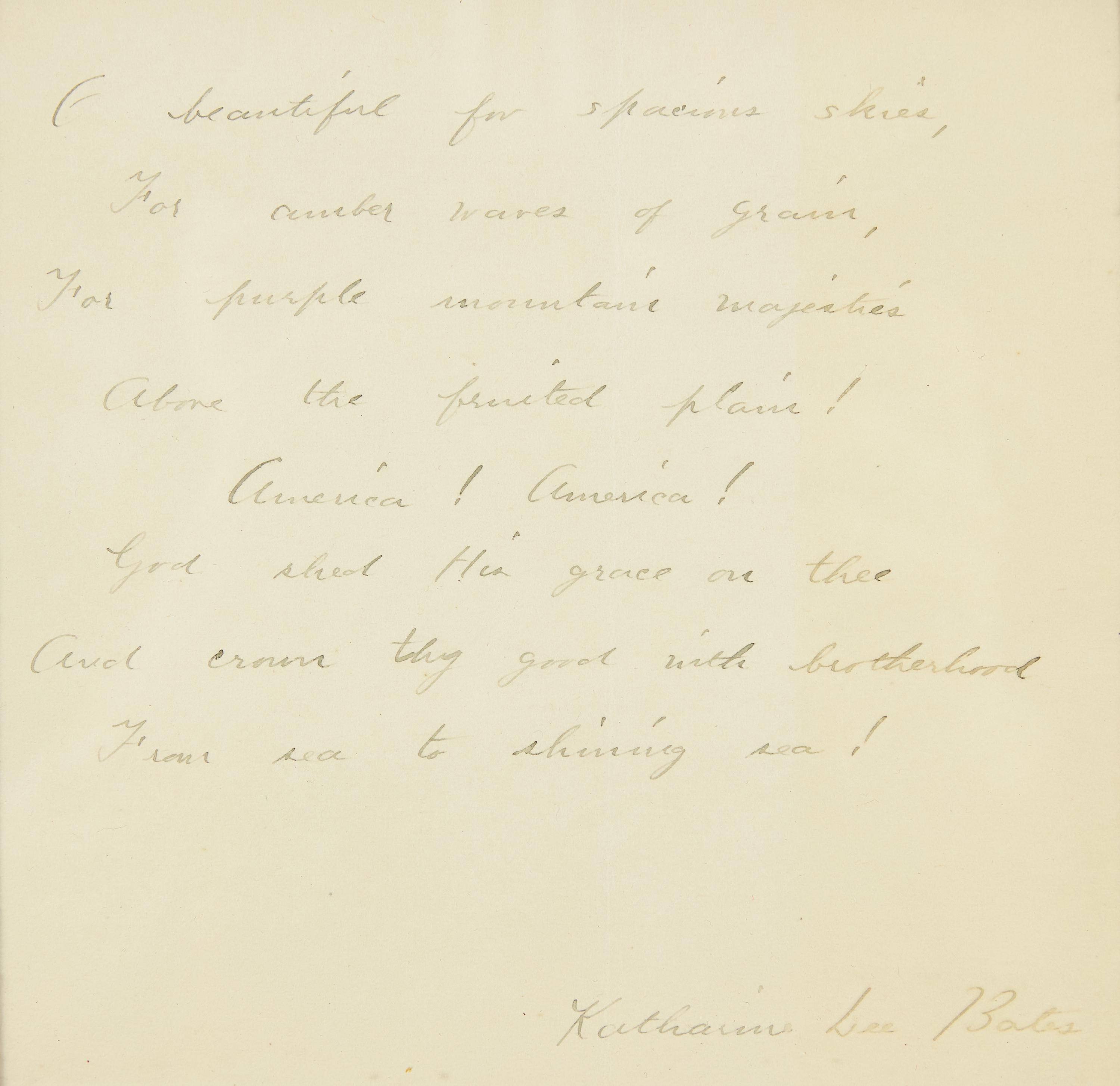 [Americana] Howe, Julia Ward, Irving Berlin, John Philip Sousa, Samuel F. Smith, and George F. Root. Display of Signed Patriotic Song Lyrics