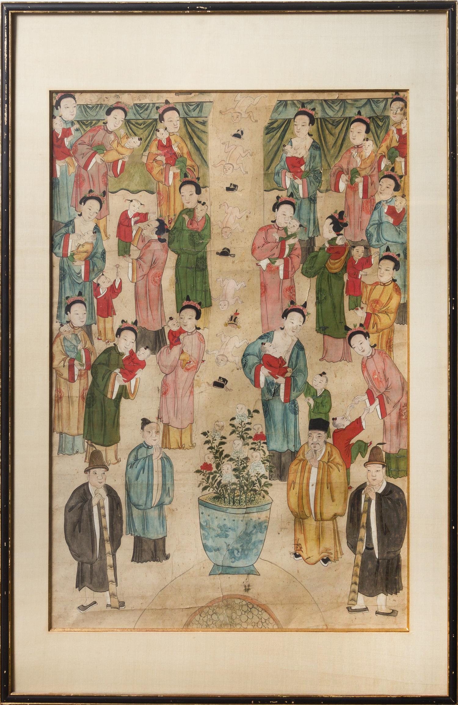 An Ink and Color Painting on Paper 36 1/4 x 24 1/2 inches (image).