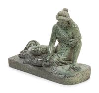 A Carved Marble Seated Figure of a Woman, After the Antique