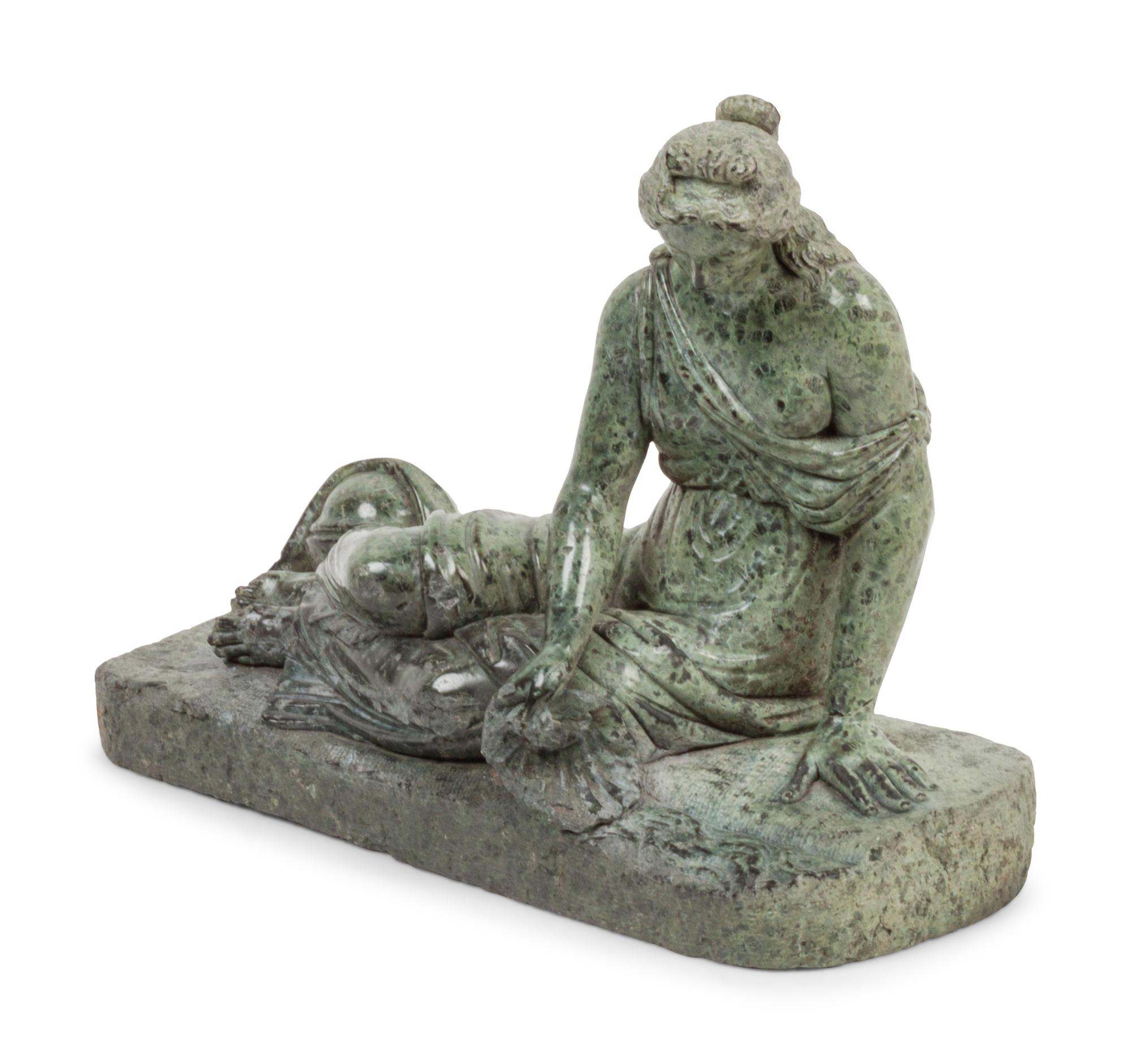 A Carved Marble Seated Figure of a Woman, After the Antique